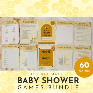 Editable Baby Shower Games | Sweet as can Bee Baby Shower Games Baby Bingo | Honey Bee Baby Shower Trivia, a little be