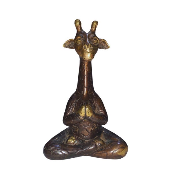 Giraffe Yoga Statue, Yoga Sculptures, Animal Yoga, Bronze Statue, Miniature, Office Decor, GiftForMom, Unique, Gift for Him, Animal Figurine