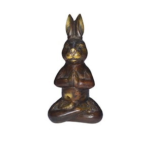 Rabbit Yoga Statue, Bronze Statue, Brass Sculptures, Room Decor, Office Decor, Living Room, Gift for Mom, Gift for Father, Miniature
