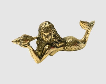 Mermaid Bronze Statue, Bronze Statue, Mermaid Brass, Unique, Sculpture Decor, Room Decor, Handmade, Mid Century, Office Decor, Art