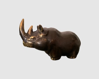 Statue de rhinocéros, bronze de rhinocéros, sculpture de rhinocéros, statue animal, cadeaux d'anniversaire, décoration de bureau, unique, miniature, cadeau pour papa, cadeau pour maman