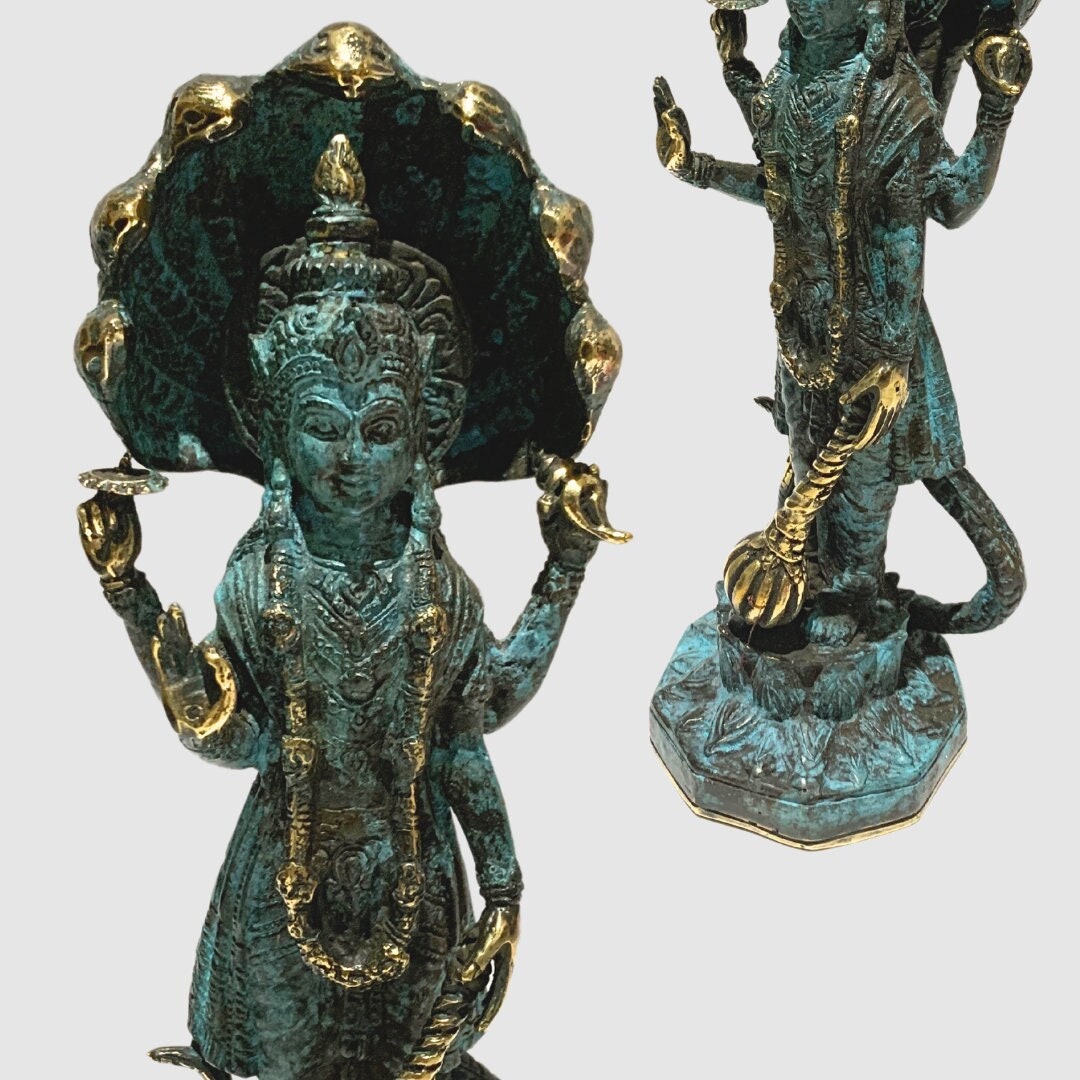 Lord Vishnu Statue, Lord Figurine, Bronze Statue, Tample Decor, Vishnu ...