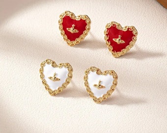 Red and Gold heart shaped cute earings