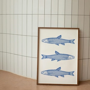 Retro Fish Kitchen Art Print | Trendy Neutral Poster (Digital Download)