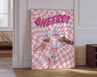 Retro Cheers Cocktail Print | Trendy Bar Cart Art (Digital Download)