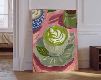 Matcha Druck | Matcha Latte Poster | Mid Century Wandkunst | Matcha Club Druck | Trendy Ästhetische Küche Poster | Matcha Lover Poster