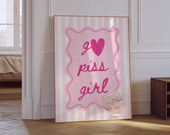 Go Piss Girl Wall Art | Trendy Aesthetic Girly Wall Art | Pop Culture Art | Cute Funny Bathroom Decor | Pink Preppy Print | Physical Print