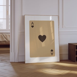 Trendy Ace of Hearts Print | Preppy Aesthetic Dorm Decor | Trendy Retro Dopamine Decor | Brown Poster | Neutral Wall Art | Lucky You Poster