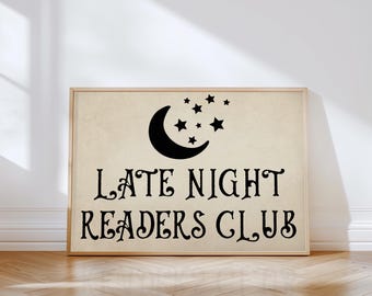 Late Night Readers Club Print: Book Lover Poster (Physical, Horizontal)