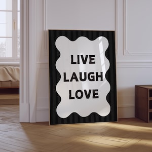 Live Laugh Love Print | Living Room Wall Decor | Retro Aesthetic Poster | Typography Poster | Dopamice Poster | Motivational Poster