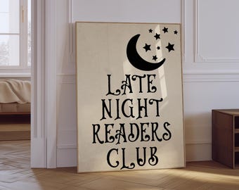 Late Night Readers Club Print: Book Lover Physical Poster
