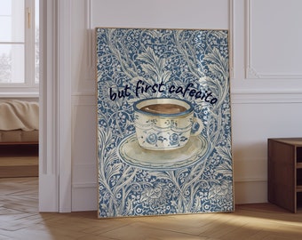 Cafecito Art Print | Spanish Coffee Cup, Retro Kitchen Decor (Digital Download)