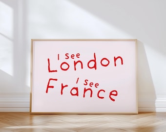 Impresión "Veo Londres, veo Francia": Baño divertido - Impresión física horizontal (sin marco)