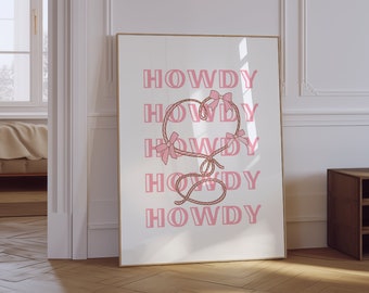 Imprimé cow-girl rose Howdy | Décoration tendance pour mur occidental (téléchargement numérique)