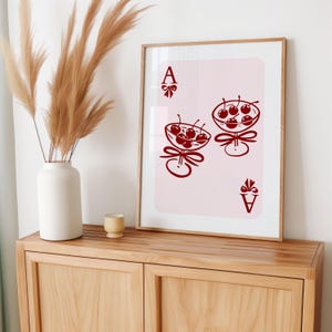 Kirschen Cocktail Poster | Prost Druck | Alkohol Druck | Girly Cherry Cocktail Spiel Kartendruck | Ästhetische Küche Physischer Druck