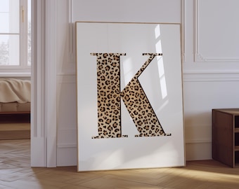 Leopard Print Letter K Poster | Girly Wall Art (Digital Download)