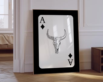 Western Bull Skull Ace Playing Card Print (Digital Download)