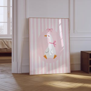 Goose Nursery Print | Trendy Pink Animal Print | Aesthetic Room Decor | Girls Nursery Print | Pink Coquette Room Decor | Nursery Wall Decor