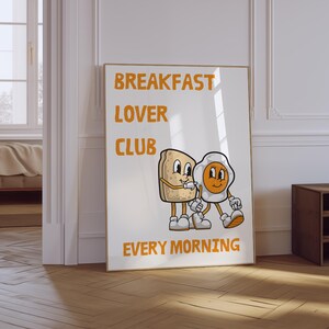 Breakfast Print | Retro Breakfast Art Poster | Trendy Kitchen Wall Art | Foodie Art | Retro Kitchen Print | Breakfast Lover Club Poster