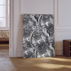 Disco Ball Wall Art | Mirrorball Poster | Retro Vintage Print | Disco 70s Party Wall Art | Funky Preppy Y2K Wall Art | College Apartment Art