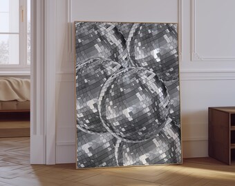 Disco Ball Wall Art | Mirrorball Poster | Retro Vintage Print | Disco 70s Party Wall Art | Funky Preppy Y2K Wall Art | College Apartment Art