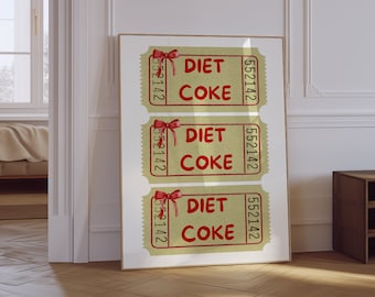Diet Coke Print | Retro Best Diet Coke Art | Girly Art | Funny Preppy Art | Soda Art Print | Coquette Bar Cart Print | Kitchen Art Print