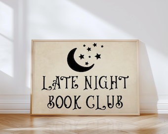 Late Night Book Club Print: Book Lover Poster (Physical, Horizontal)