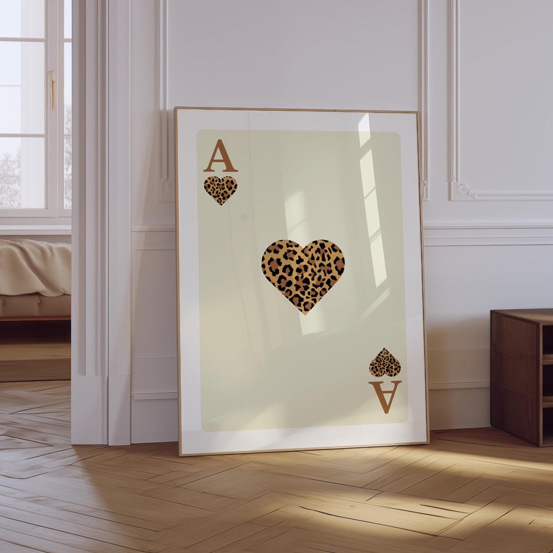 Leopard Print Ace of Hearts Art | Trendy Card Design (digital