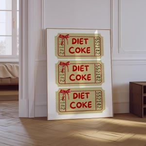 Diet Coke Print | Retro Best Diet Coke Art | Girly Art | Funny Preppy Art | Soda Art Print | Coquette Bar Cart Print | Physical Print