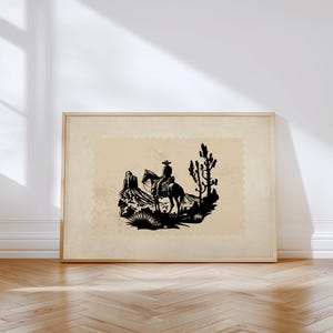 Vintage Western Cowboy Rodeo Poster: Retro Southwest Decor (Digital Download)