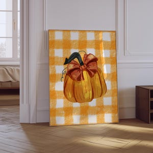 Impresión de calabaza / Arte de pared de otoño / Decoración de pared de granja de otoño / Impresión de lazo de Halloween / Póster de otoño / Póster de Halloween para sala de juegos de niños