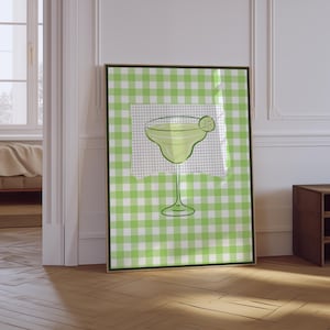 Margarita Druck | Retro Cocktail Poster | Trendy Barwagen Spicy Marg Poster | Küche Margarita Getränk Druck | Maximalistischer physischer Druck