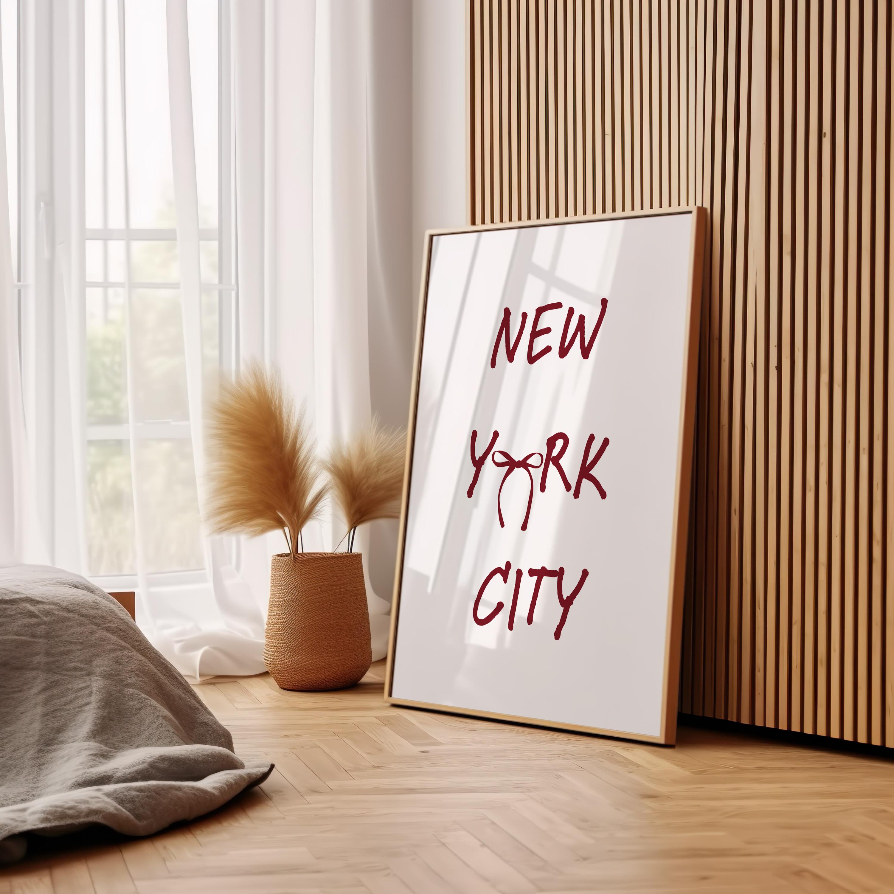 New York City Print | NYC Wall Art | Trendy Bow Poster | New York Wall ...