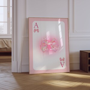 Trendy Game Card Print | Preppy Pink Girly Wall Art | Trendy Coquette Bow Print | Retro Aesthetic Print | Affirmation Poster |Ace Card Print