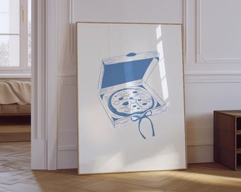 Impression de pizza | Décoration murale de cuisine rose girly (téléchargement numérique)