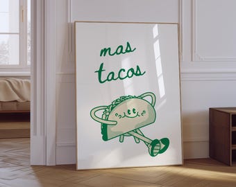 Retro Taco Print | Funny Mexican Food Kitchen Art (Digital Download)