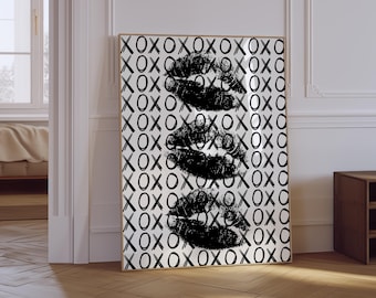XOXO Lips Print | Trendy Black and White Wall Art (Digital Download)