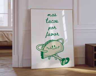 Retro Taco Art Print | Funny Mexican Food Poster (Digital Download)