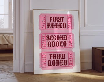 First Rodeo Ticket Print | Western Wall Art | Aesthetic Nursery Print | Cowboy Print | Pink Rodeo Ticket Poster | Physical Print
