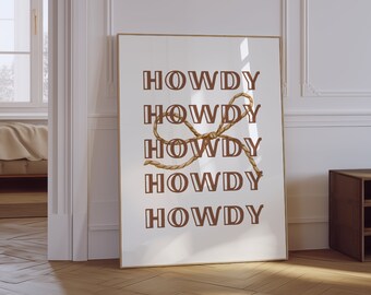 Howdy Typography Print | Retro Western Wall Art (Digital Download)