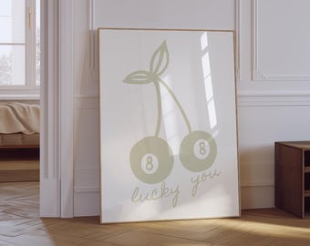8 Ball Cherry Print | Lucky You Retro Art (Digital Download)