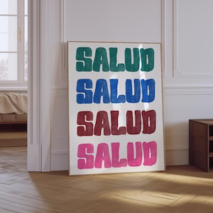 Salud-afdruk | Mexicaanse muurkunst | Vintage barwagenprint | Retro Spaans keukendecor | Mexicaanse kunst woonkamer print | Fysieke afdruk