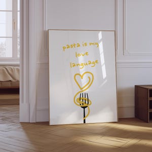 Pasta Is My Love Language Poster | Spaghetti Print | Pasta Lover Art Print | Trendy Foodie Wall Art | Aesthetic Kitchen Print