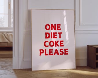 Diet Coke Please Print | Neutral Pink Typography Kitchen Wall Art | Diet Coke Club Print | Diet Coke Poster | Coke Lover Gift Print