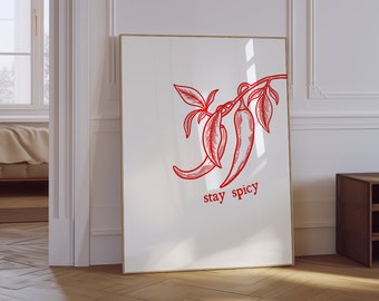 Retro Chili Pepper Kitchen Print | Spicy Wall Art (Digital Download)