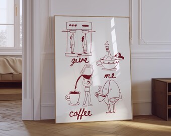 Coffee Poster | Espresso Print | Espresso Coffee Bar Wall Art | Funny Coffee Print | Trendy Kitchen Poster | Neutral Coffee Poster