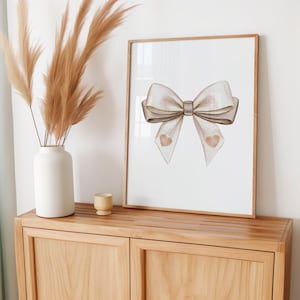 Beige Neutral Bow Print | Coquette Bow Wall Art | Soft Girl Aesthetic Poster | Girly Room Apartment Poster | Balletcore Physical Print