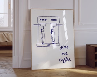 Funny Coffee Espresso Art Print | Neutral Kitchen Poster (Digital Download)