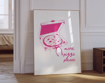 Impression de pizza | Art de cuisine rose (téléchargement numérique)