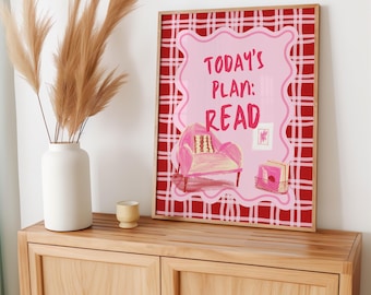 Today's Plan: Read Art Print | Book Lover Gift, Physical Poster